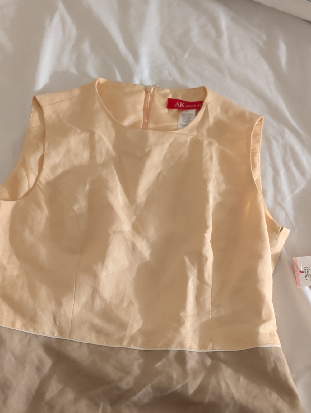 Anne Klein Peach and Taupe Colorblock Sleeveless Top